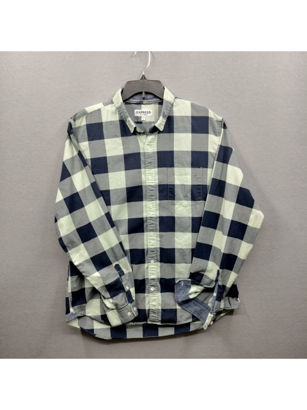 Banana Republic Shirt Men's L Long Sleeve Luxe Flannel Slim Fit Plaid Red Blue